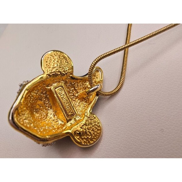 DISNEY Fantasia Mickey Pendant Gold Tone Snake Chain Necklace 16 1/2" + 1 1/2"Ex - Picture 3 of 4